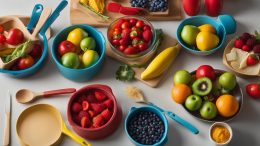 Essen- und Kochspielzeuge zur Einführung in die Ernährungskunde
