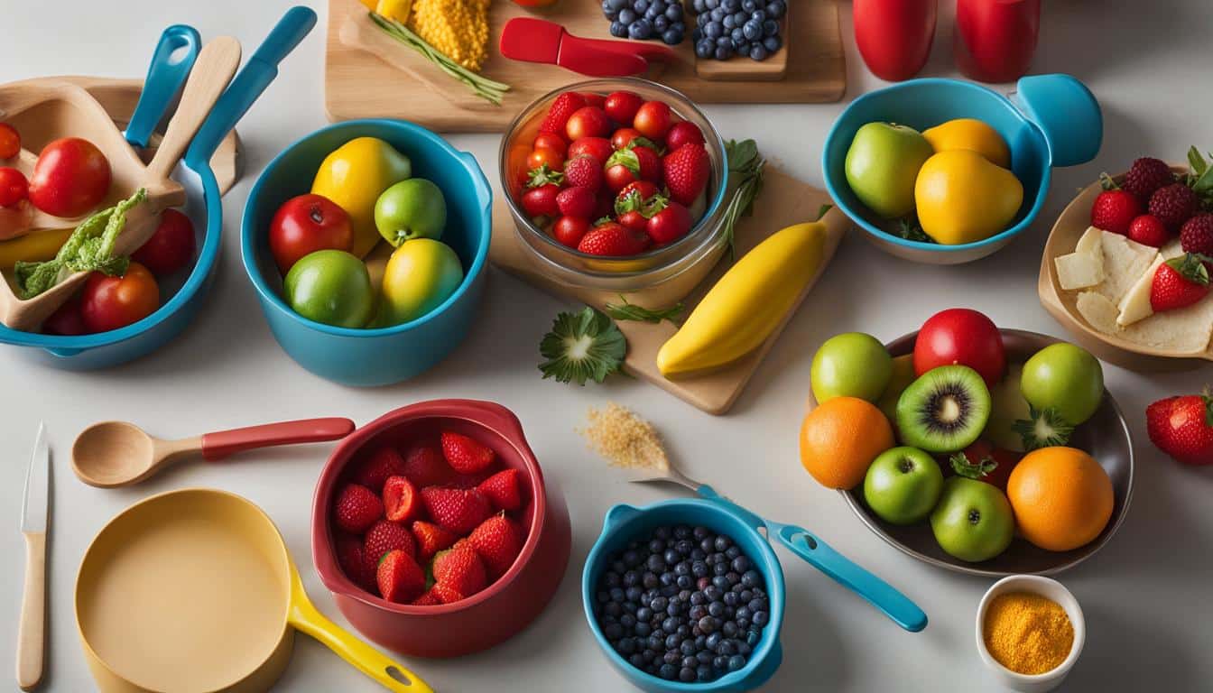 Essen- und Kochspielzeuge zur Einführung in die Ernährungskunde